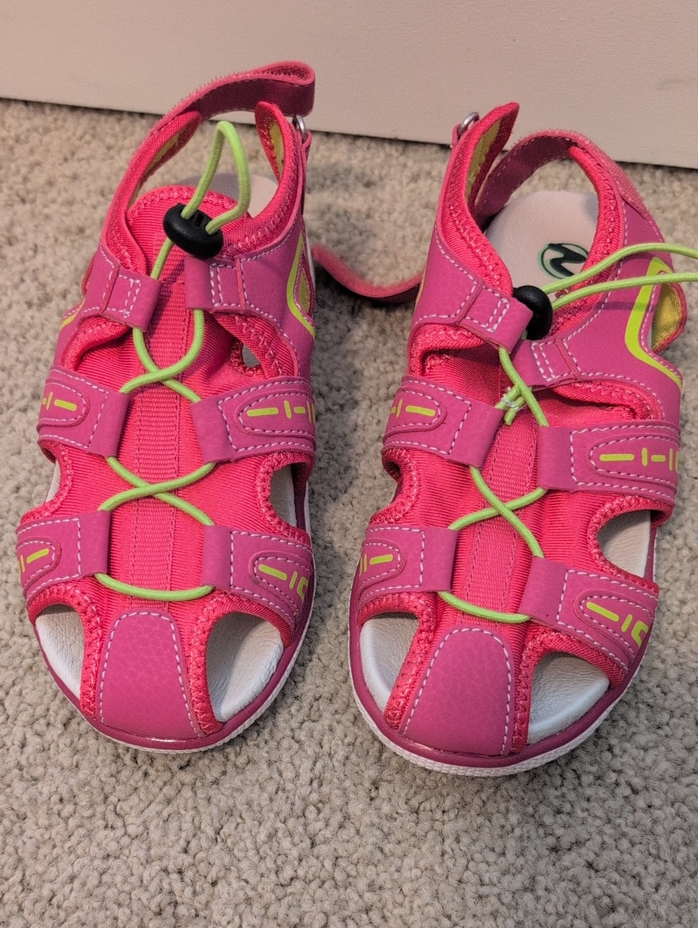Naturino Pink Kids Sport Sandals with Lime Elastic Lace